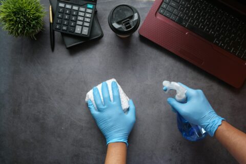 Mindful Cleaning Services expert cleaning a kitchen countertop in Boonton, NJ.